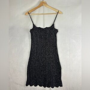 UNITED COLORS OF BENETTON Metallic Knit Mini Dress Black Silver Size Small Party
